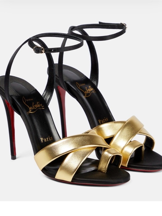 Christian Louboutin Shoes - Christian Louboutin Gold and Black Strappy Stiletto Sandals